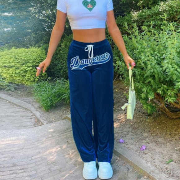Pants - Blue Dangerous Velour Sweat Pants 💙